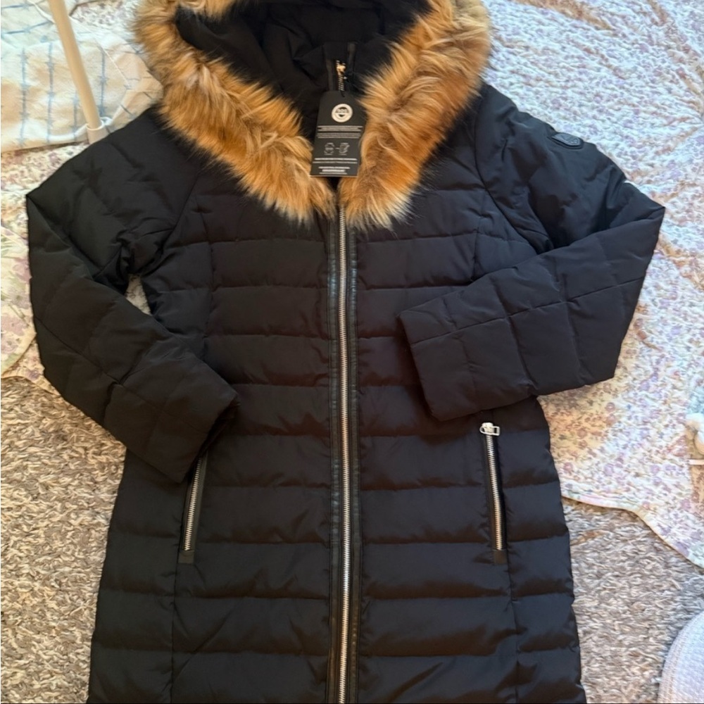 RUDSAK Black Puffer Jacket with Faux Fur Hood